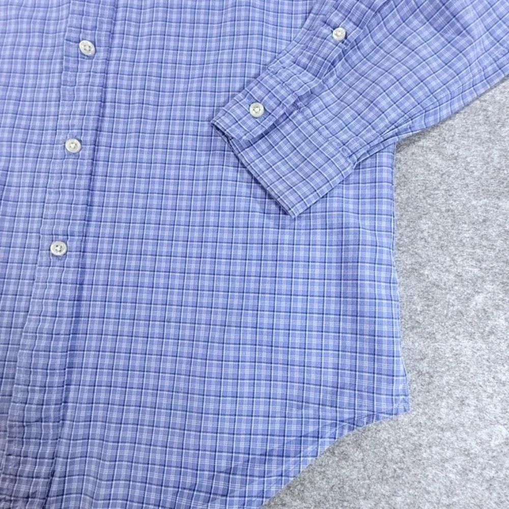 Polo Ralph Lauren Mens Small Blue Plaid Classic Fit Button Down Shirt LS Preppy